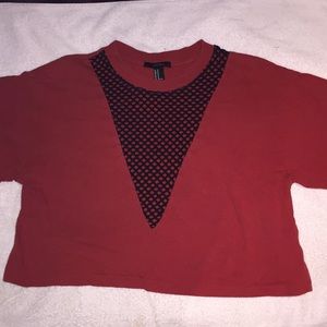 red mesh crop top